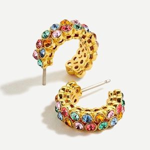NWT J. Crew Crystal Bezel Hoop Earrings